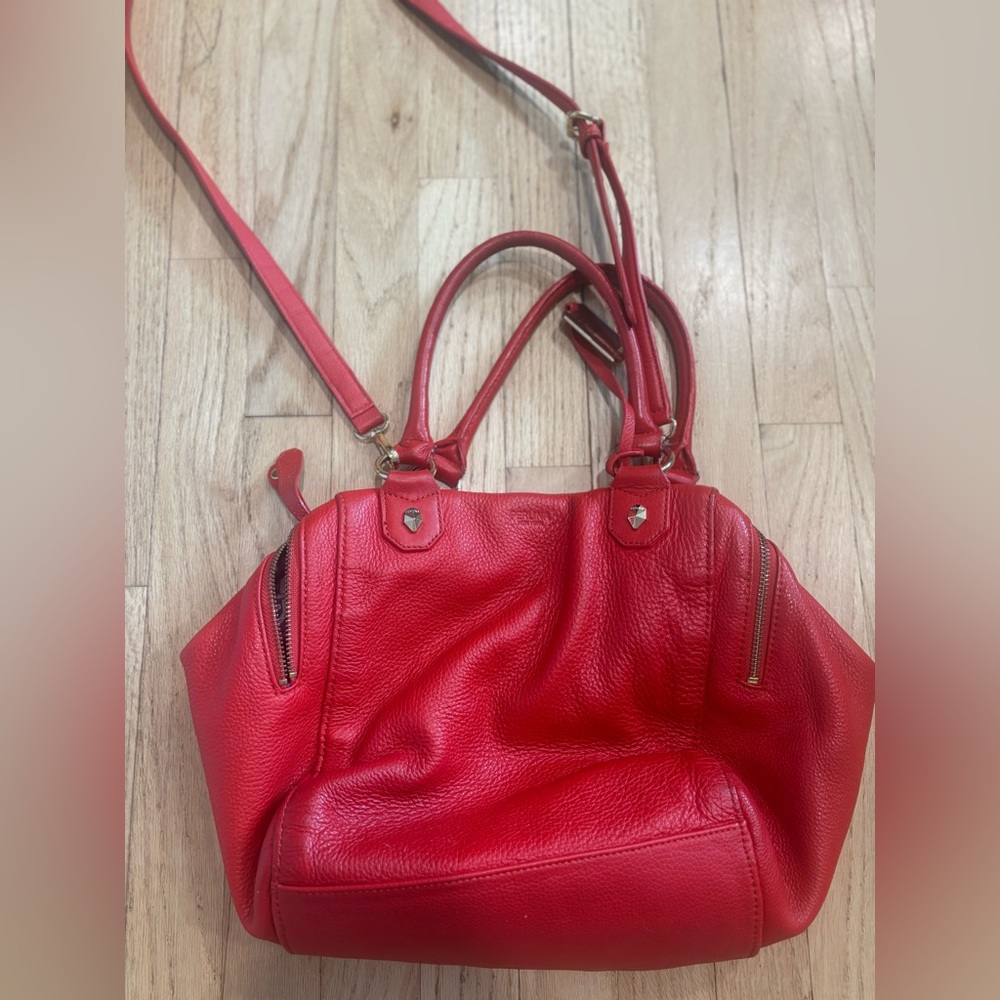 Perlina New York Large Red Leather Handbag